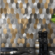 Mosaic HEXA Allonge Argent / Cuivre / Anthracite — 303×293mm