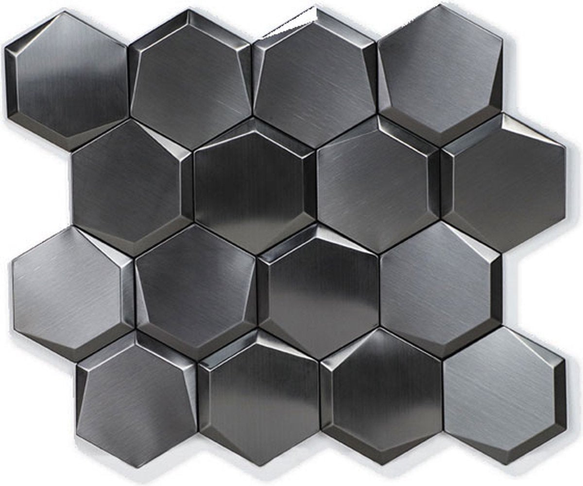Mosaic HEXA Graphite 3D NOIR MAT — 260×300mm