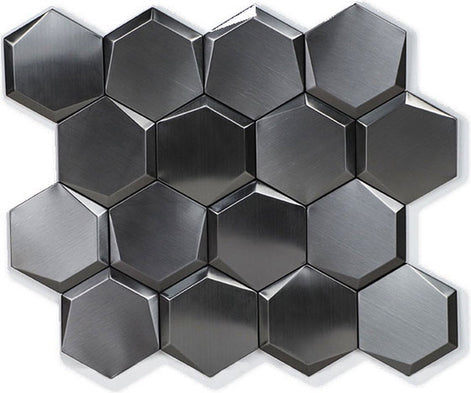 Mosaic HEXA Graphite 3D NOIR MAT — 260×300mm