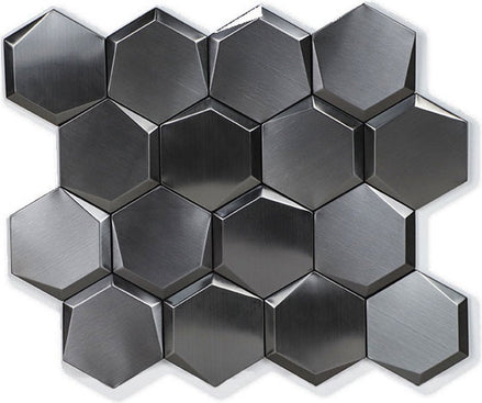 Mosaic HEXA Graphite 3D NOIR MAT — 260×300mm