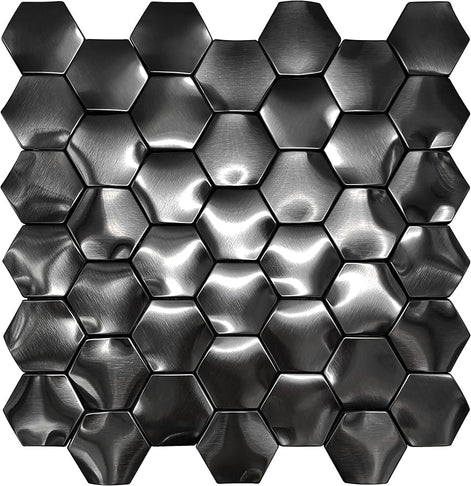 Mosaic HEXA Graphite 3D NOIR MAT — 260×300mm