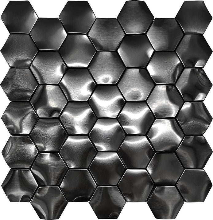 Mosaic HEXA Graphite 3D NOIR MAT — 260×300mm
