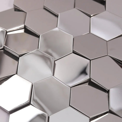 Mosaic Hexagone Argent / Miroir — 264×304mm
