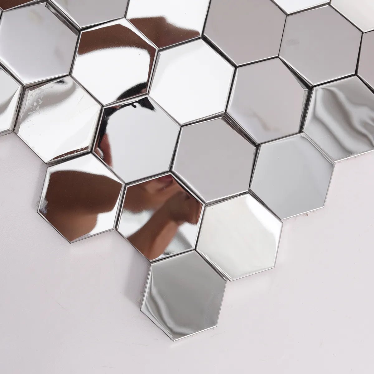 Mosaic Hexagone Argent / Miroir — 264×304mm