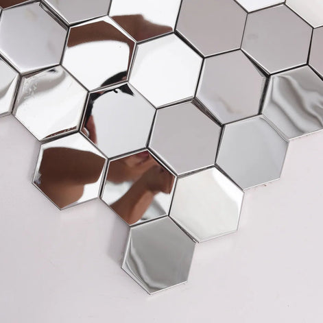 Mosaic Hexagone Argent / Miroir — 264×304mm