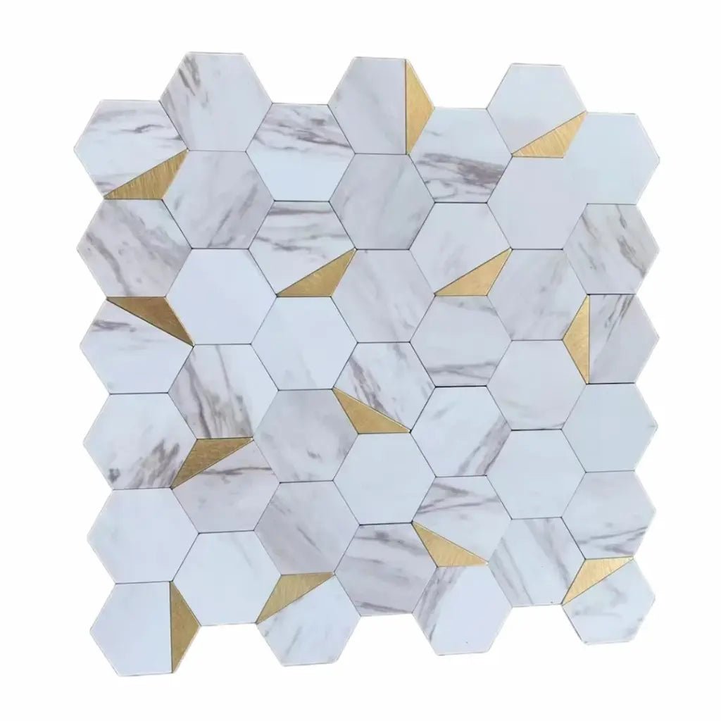 Mosaic Hexagone Marbre / OR — 256×251mm