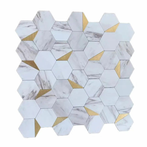 Mosaic Hexagone Marbre / OR — 256×251mm