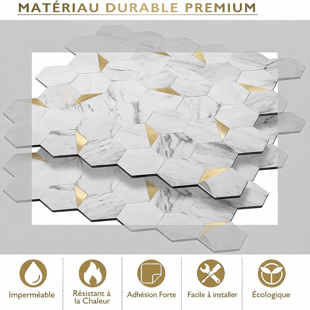 Mosaic Hexagone Marbre / OR — 256×251mm