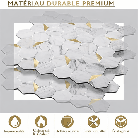 Mosaic Hexagone Marbre / OR — 256×251mm