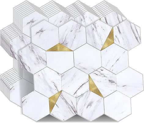 Mosaic Hexagone Marbre / OR — 256×251mm