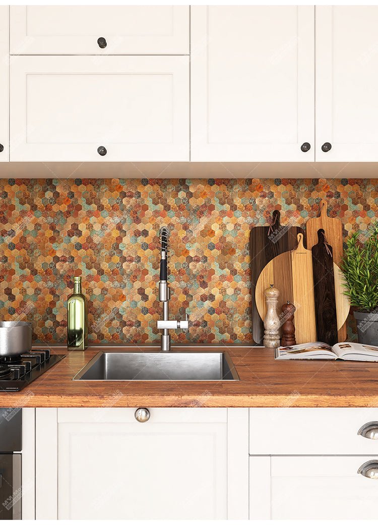 Mosaic Hexagone OCEAN DE Cuivre — 288×292mm