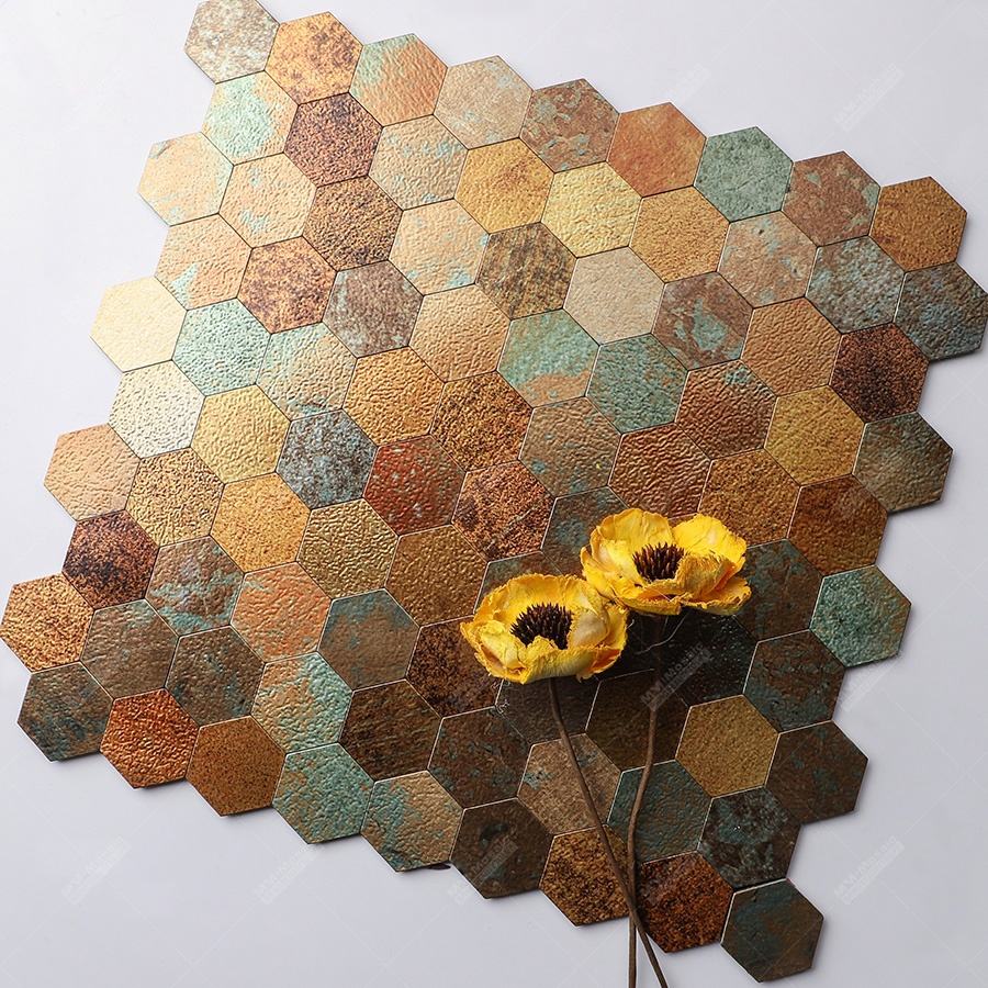 Mosaic Hexagone OCEAN DE Cuivre — 288×292mm