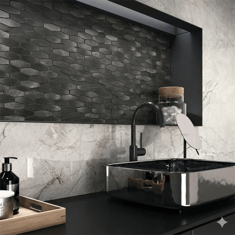 Mosaic Pentagone METAL Anthracite — 300×310mm
