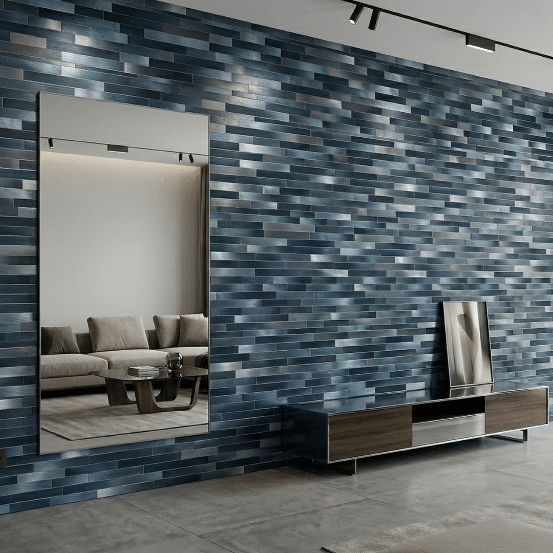 Mosaic RECT Allongé BLEU METAL — 300×300mm