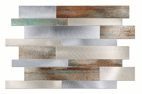Mosaic Rectangle Argent/Bleu/Marron — 296×298mm