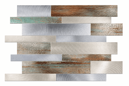 Mosaic Rectangle Argent/Bleu/Marron — 296×298mm