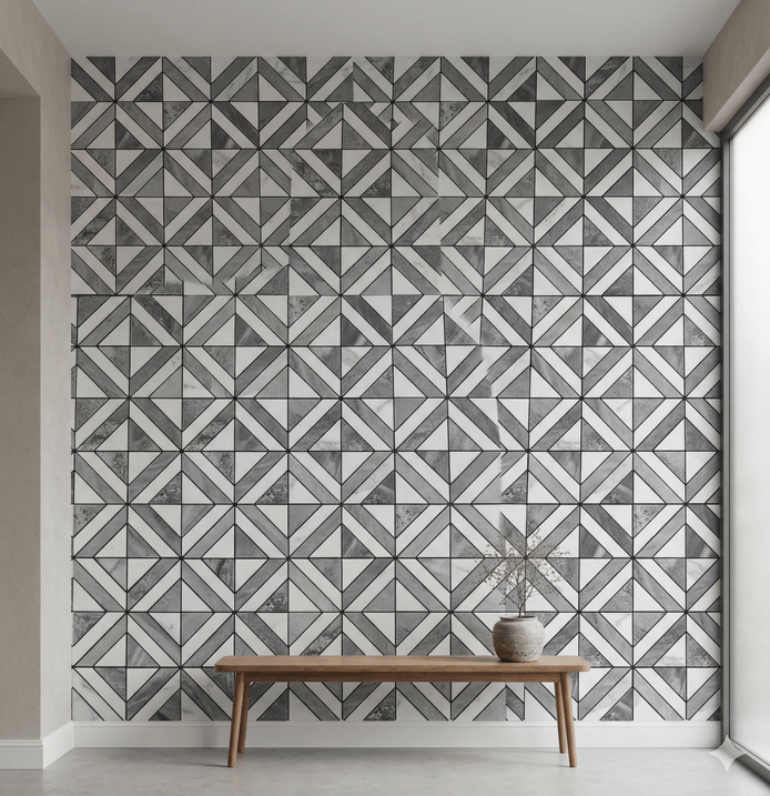 Mosaic Triangle GRIS / Marbre — 300×300mm