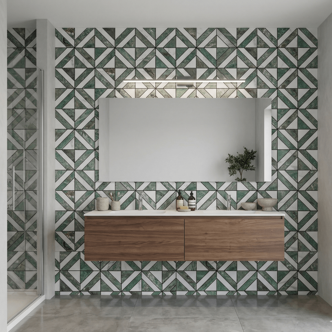 Mosaic Triangle VERT / Marbre — 300×300mm
