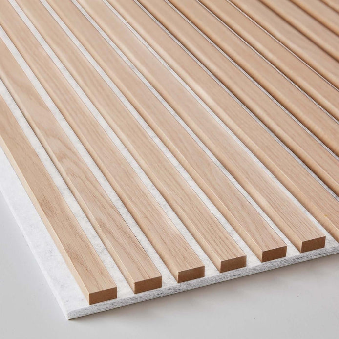 Panneau mural acoustique Bois Clair fond blanc 60×260 cm