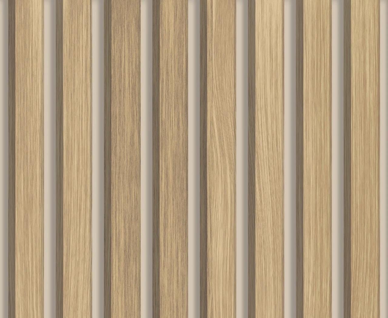 Panneau mural acoustique Bois Clair fond blanc 60×260 cm