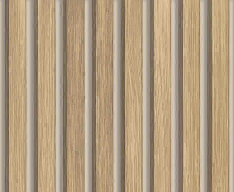 Panneau mural acoustique Bois Clair fond blanc 60×260 cm