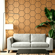 Panneau mural acoustique hexagonal Acajou 80×65,5 cm