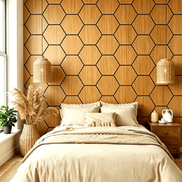 Panneau mural acoustique hexagonal Acajou 80×65,5 cm