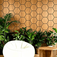 Panneau mural acoustique hexagonal Acajou 80×65,5 cm