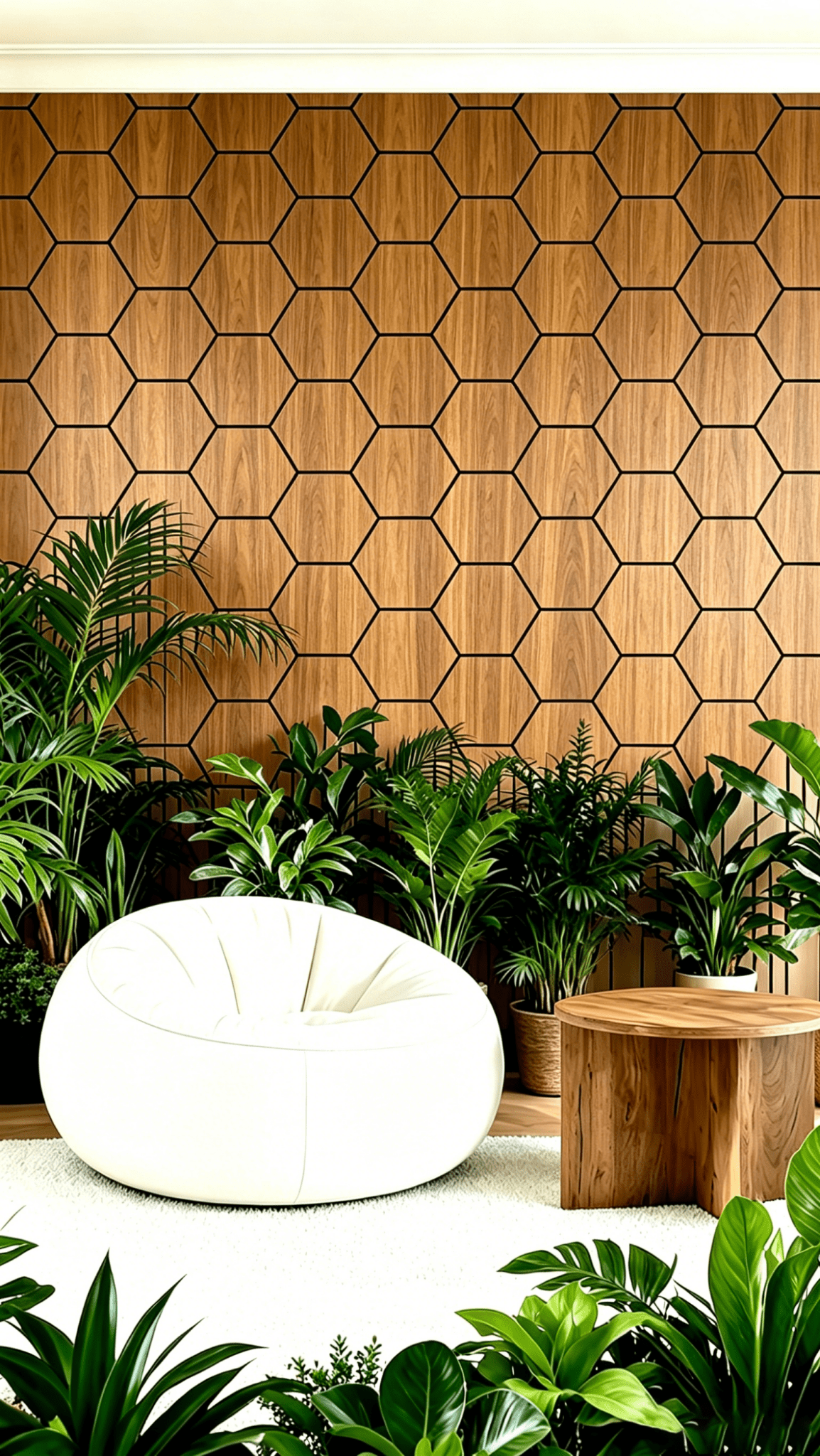 Panneau mural acoustique hexagonal Acajou 80×65,5 cm