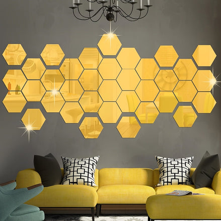 Panneau mural acoustique hexagonal Gold 80×65,5 cm