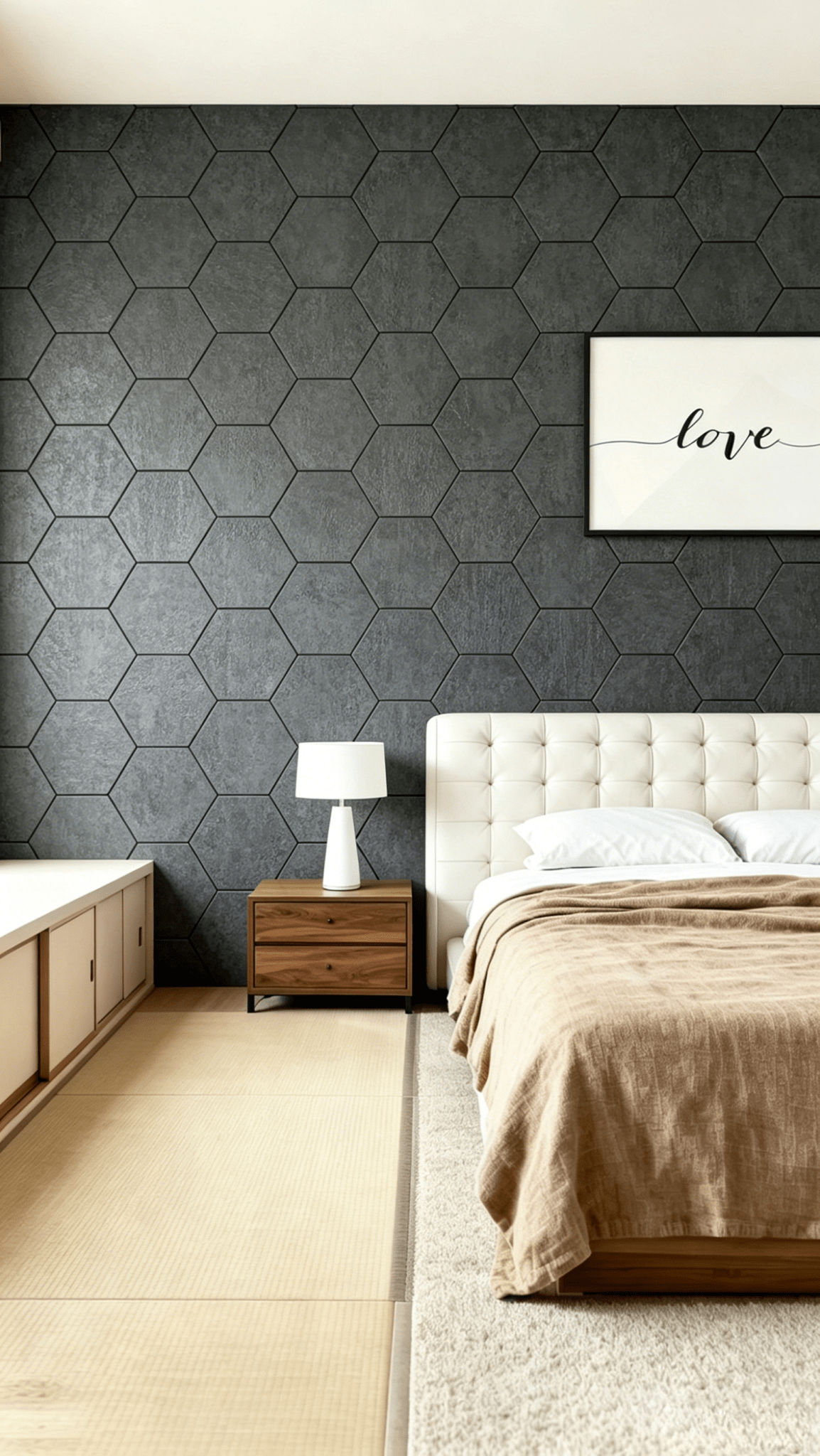 Panneau mural acoustique hexagonal Noir Graphite 80×65,5 cm