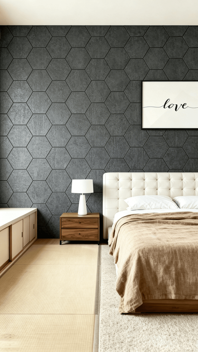 Panneau mural acoustique hexagonal Noir Graphite 80×65,5 cm