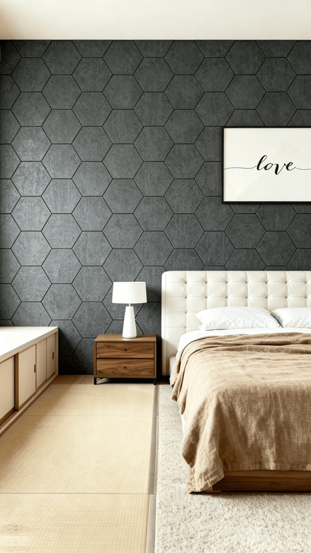 Panneau mural acoustique hexagonal Noir Graphite 80×65,5 cm