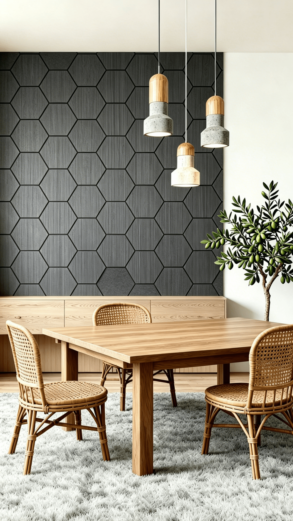 Panneau mural acoustique hexagonal Noir Graphite 80×65,5 cm
