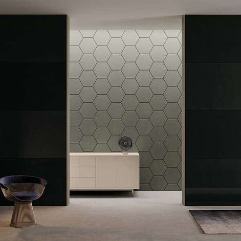 Panneau mural acoustique hexagonal Titane 80×65,5 cm