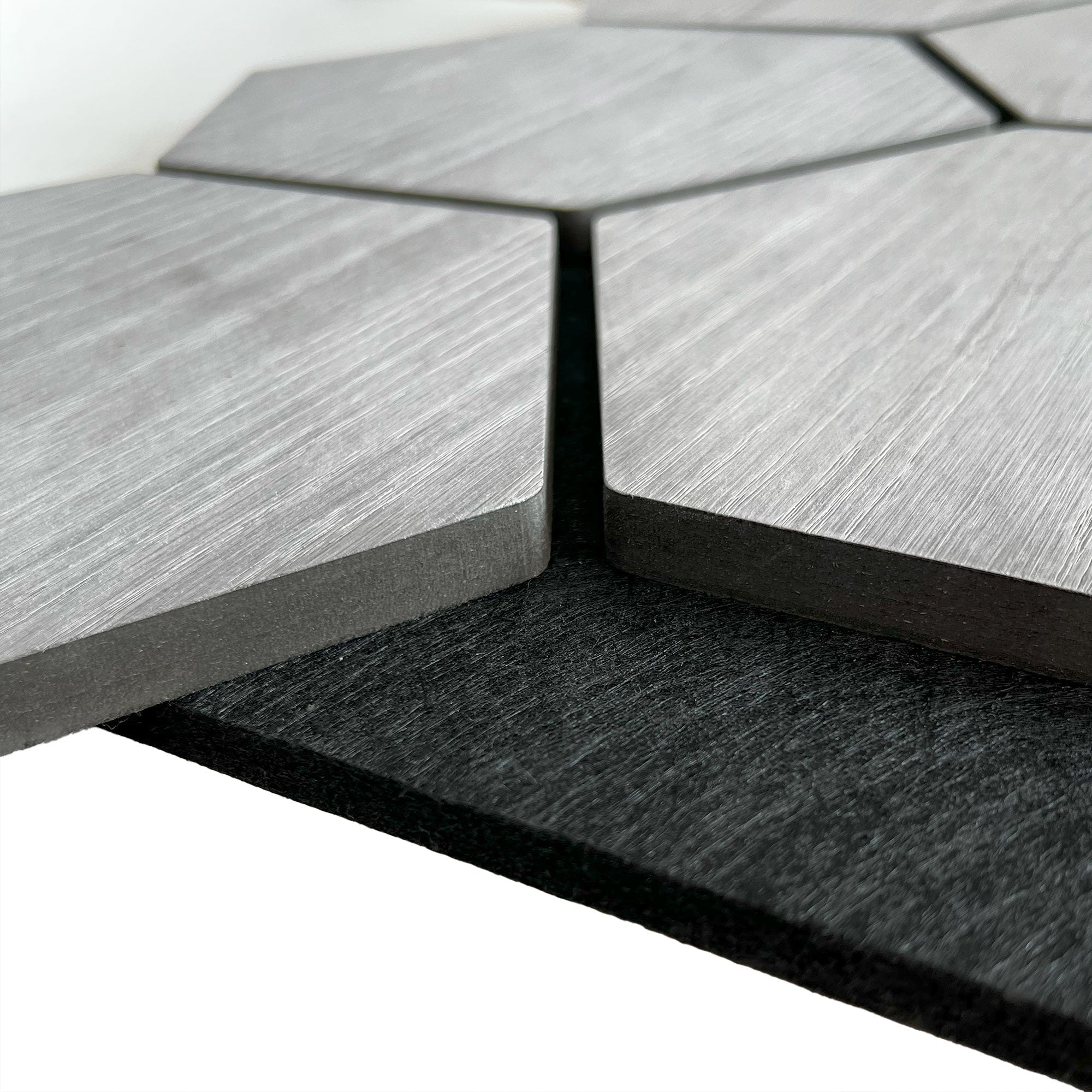 Panneau mural acoustique hexagonal Titane 80×65,5 cm