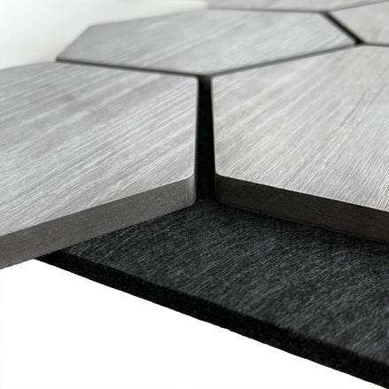 Panneau mural acoustique hexagonal Titane 80×65,5 cm
