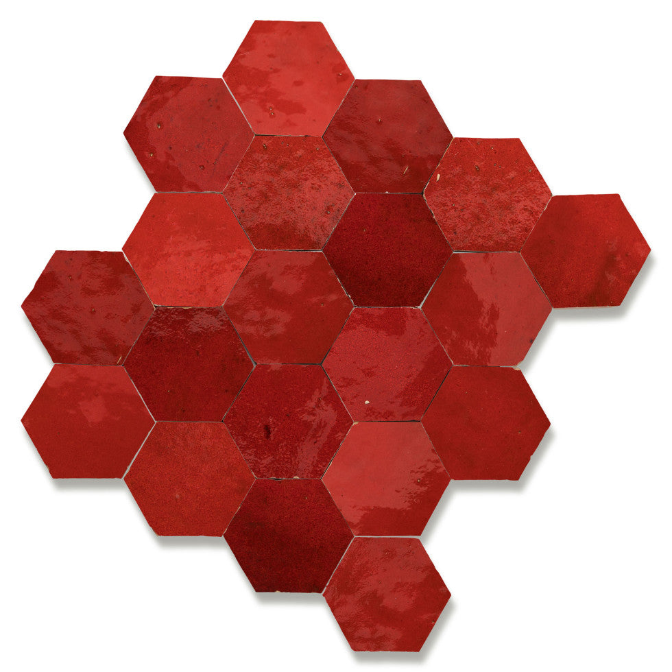 Mosaic MINI Hexagone ROUGE / NOIR — 288×292mm